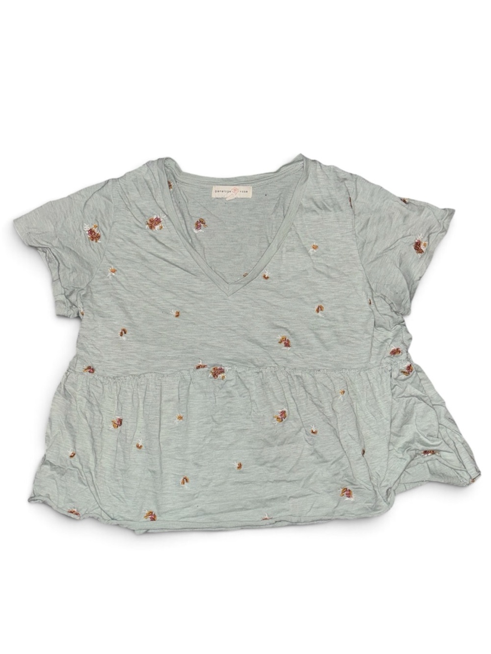 Penelope Rose Embroidered Short Sleeve Peplum Top Size 1X